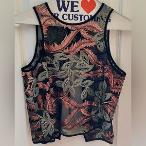 Gorgeous, Appliquéd, Sheer Sleeveless Top